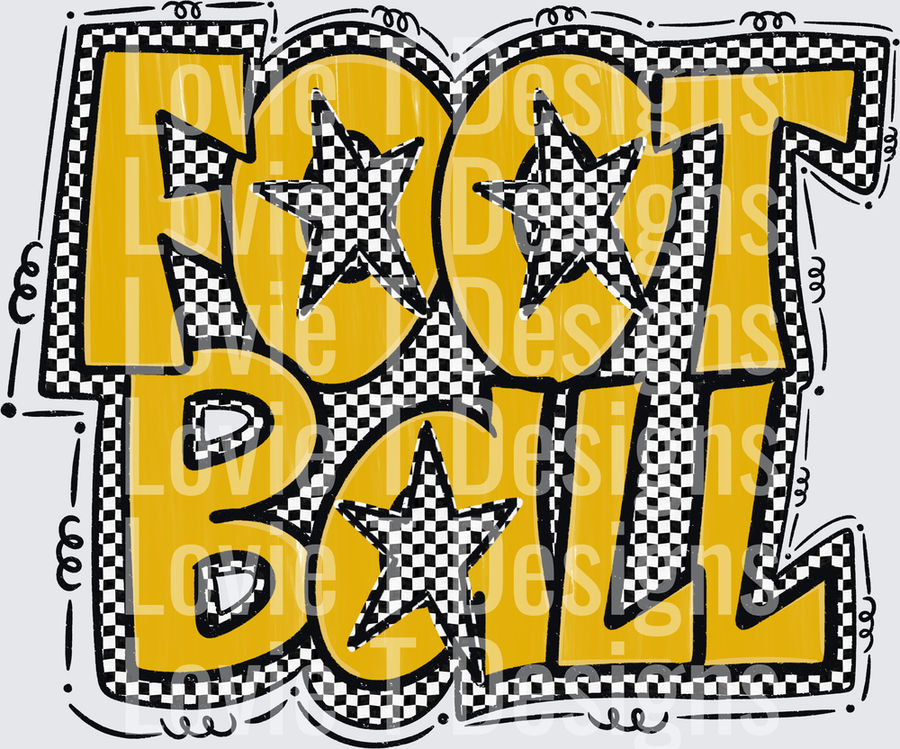 Preppy Star Football Bold Gold Checker Typography with Stars Football