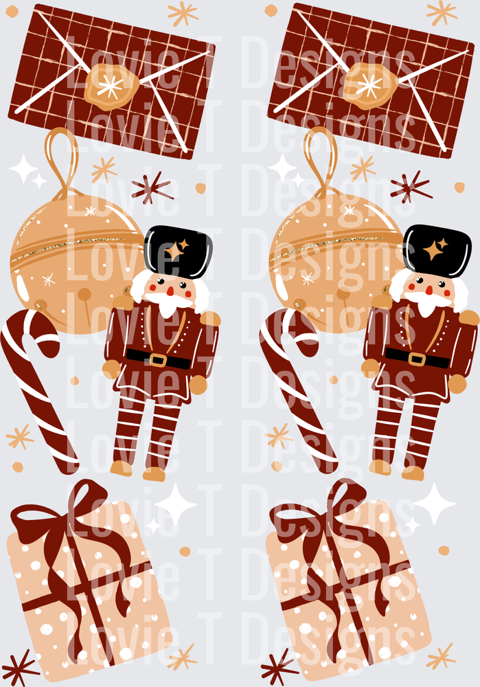 Tis the Season Nutcracker Collage Sleeves (Light Skin Tone) DTF transfer design