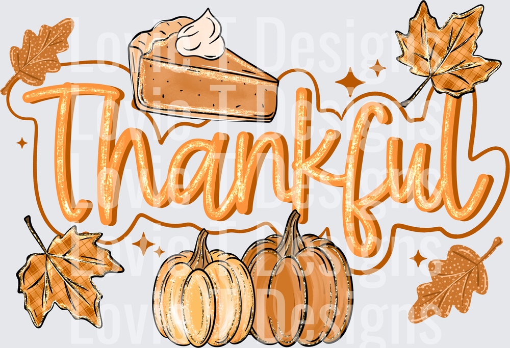 Thankful Pumpkin Pie fall DTF transfer design