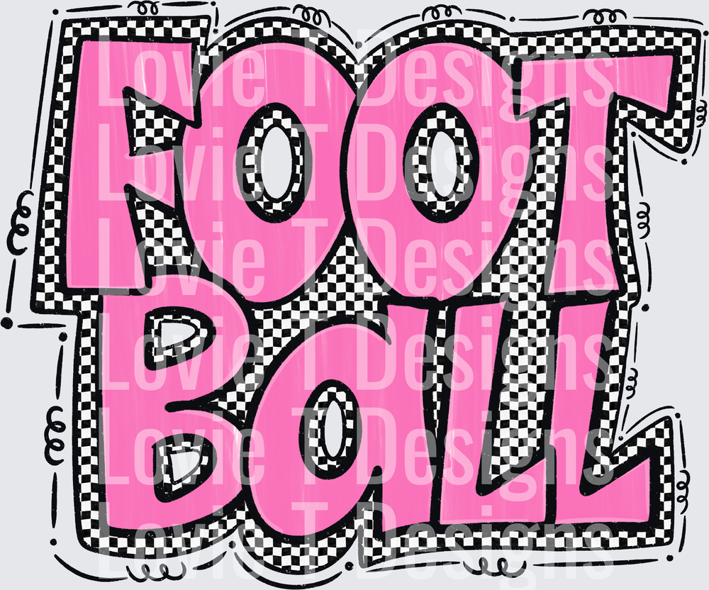 Pink and Black Checker Football Preppy Star Football