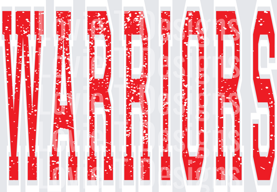 WARRIORS RED AND WHITE VARSITY GRUNGE