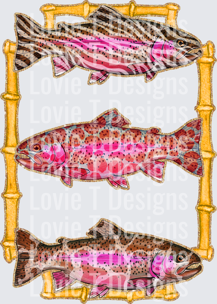 Zebra Leopard Camo Glitter Bamboo Trout Fish