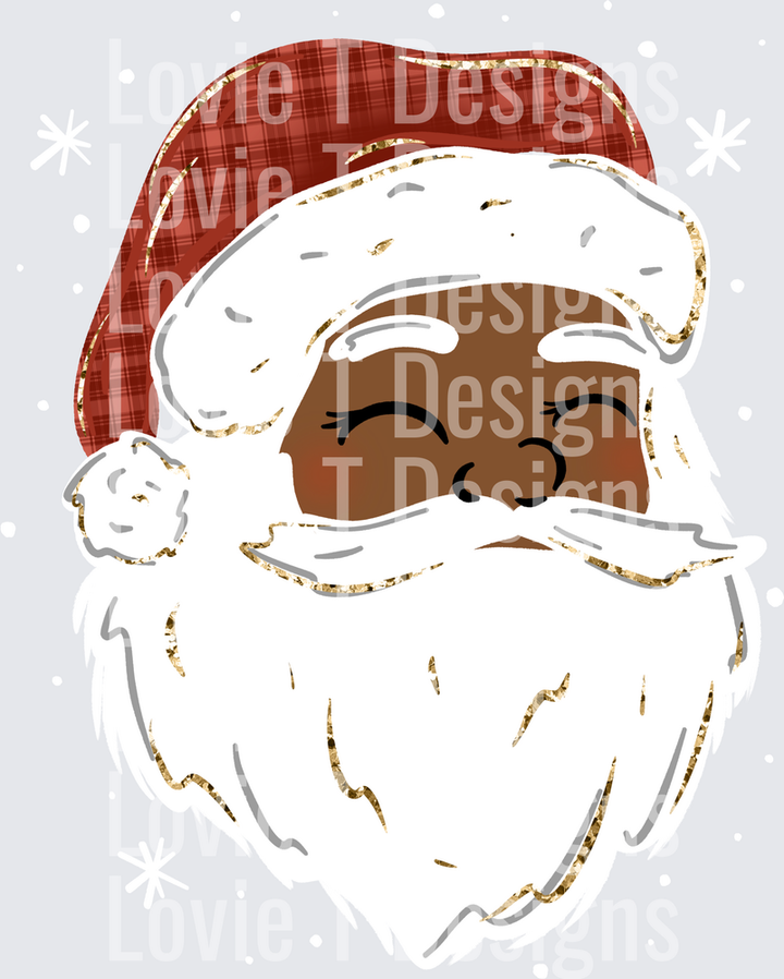 Plaid Santa (Dark Skin Tone) DTF transfer design