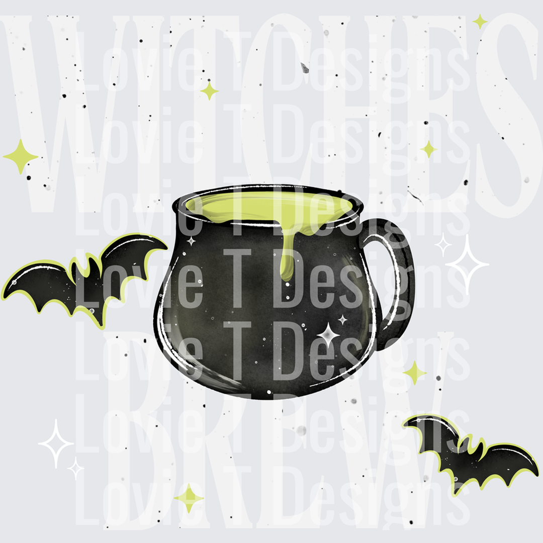 Witches Brew with Bats White – DTF Transfer