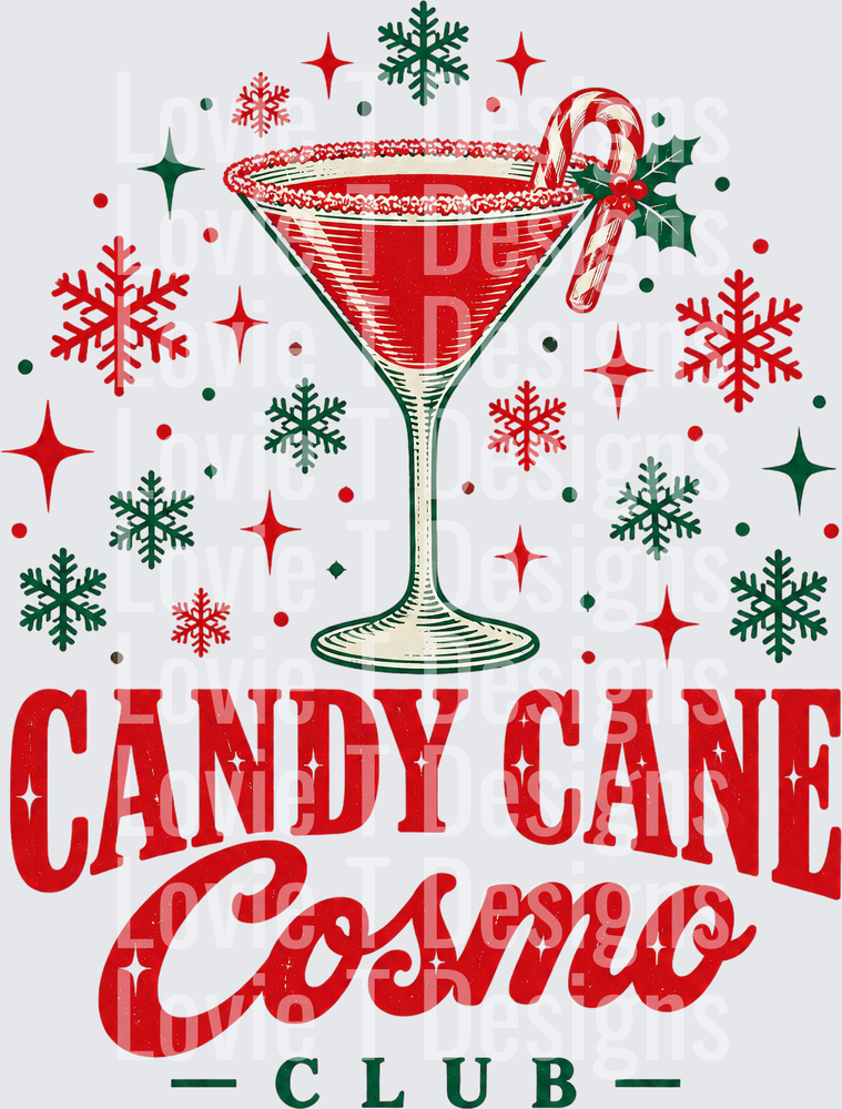 Candy Cane Cosmo Club DTF transfer design