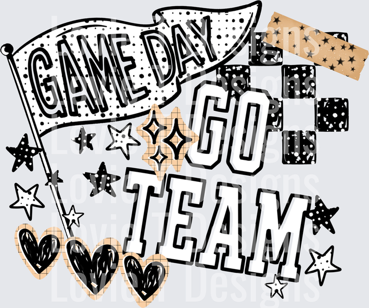 Game Day Go Team Pennant DTF transfer design