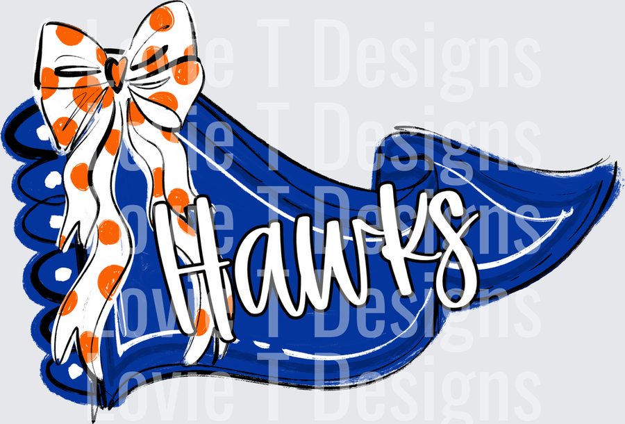 HAWKS ROYAL BLUE ORANGE PENNANT