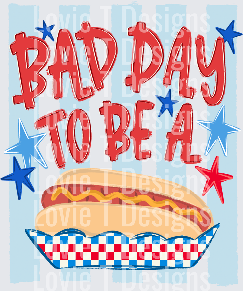 Hot Dog Stripes Americana DTF transfer design