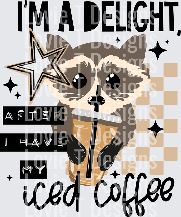 DELIGHT ICED COFFEE BLACK Everyday DTF transfer design