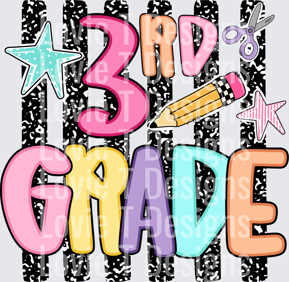 3rd Grade Colorful Bold Typography School Supply Design