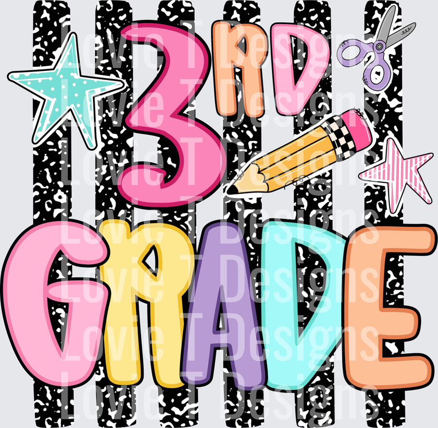 3rd Grade Colorful Bold Typography School Supply Design