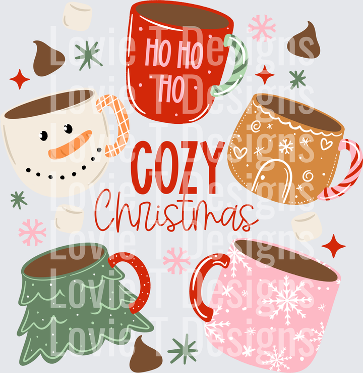 Cozy Christmas Mugs DTF transfer design