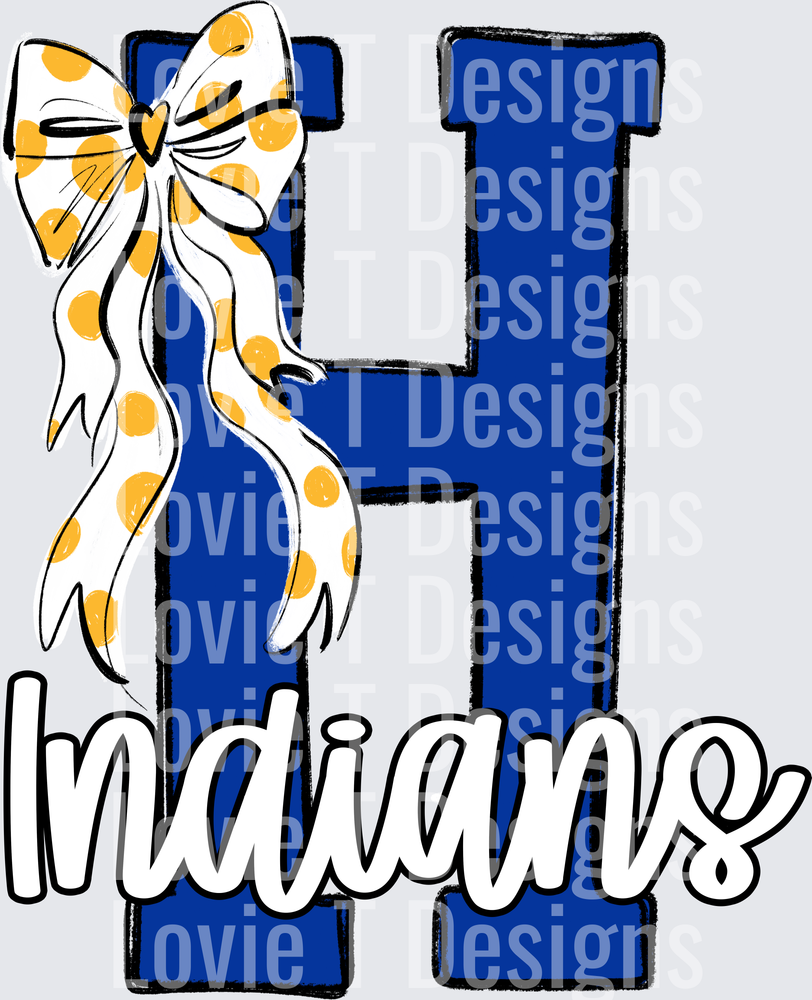 DOTTY CUSTOMS ROYAL H INDIANS AND YELLOW DOT BOW