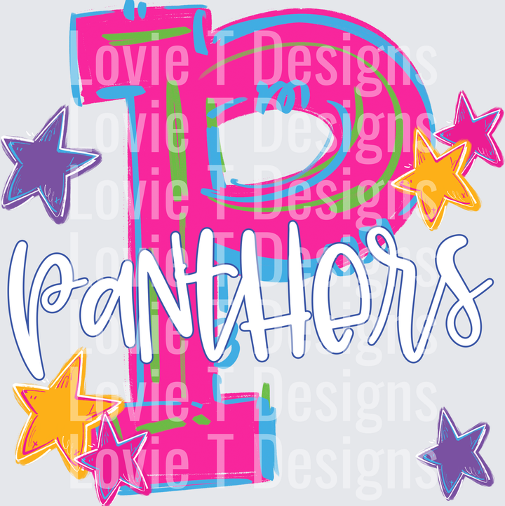 P Panthers Hype Squad sports DTF transfer design