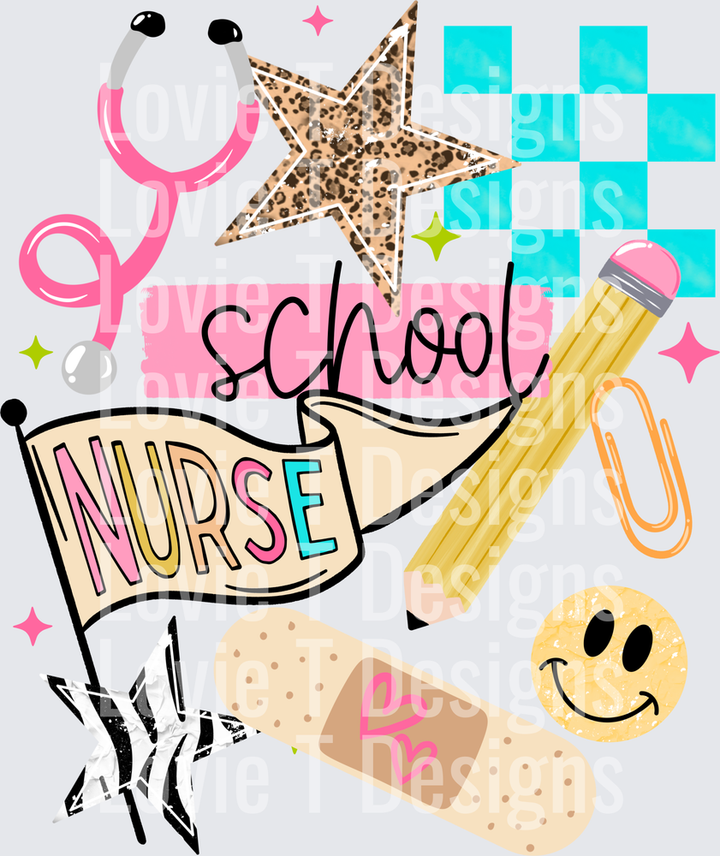 SCHOOL NURSE back to school DTF transfer design