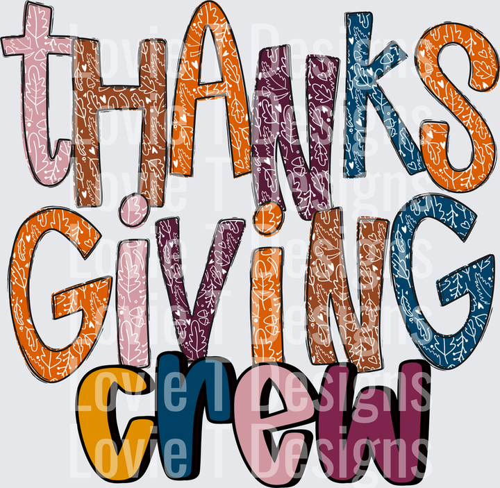 Thanksgiving Crew DTF transfer design