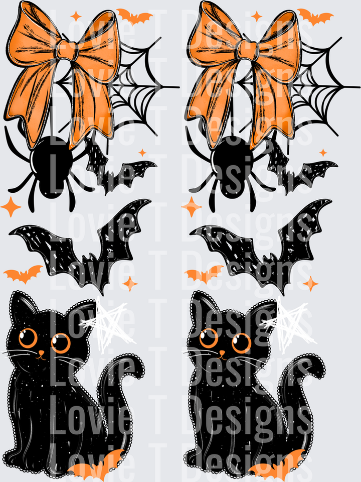 Black Cat Sleeve Halloween DTF transfer design