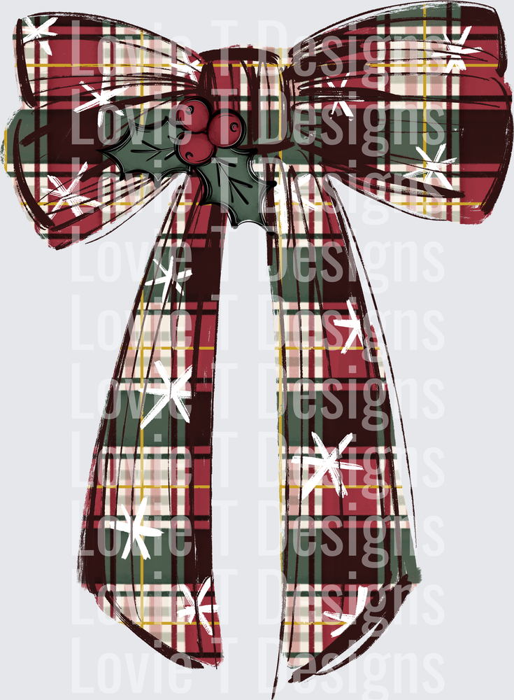 PLAID BOW WITH HOLLY