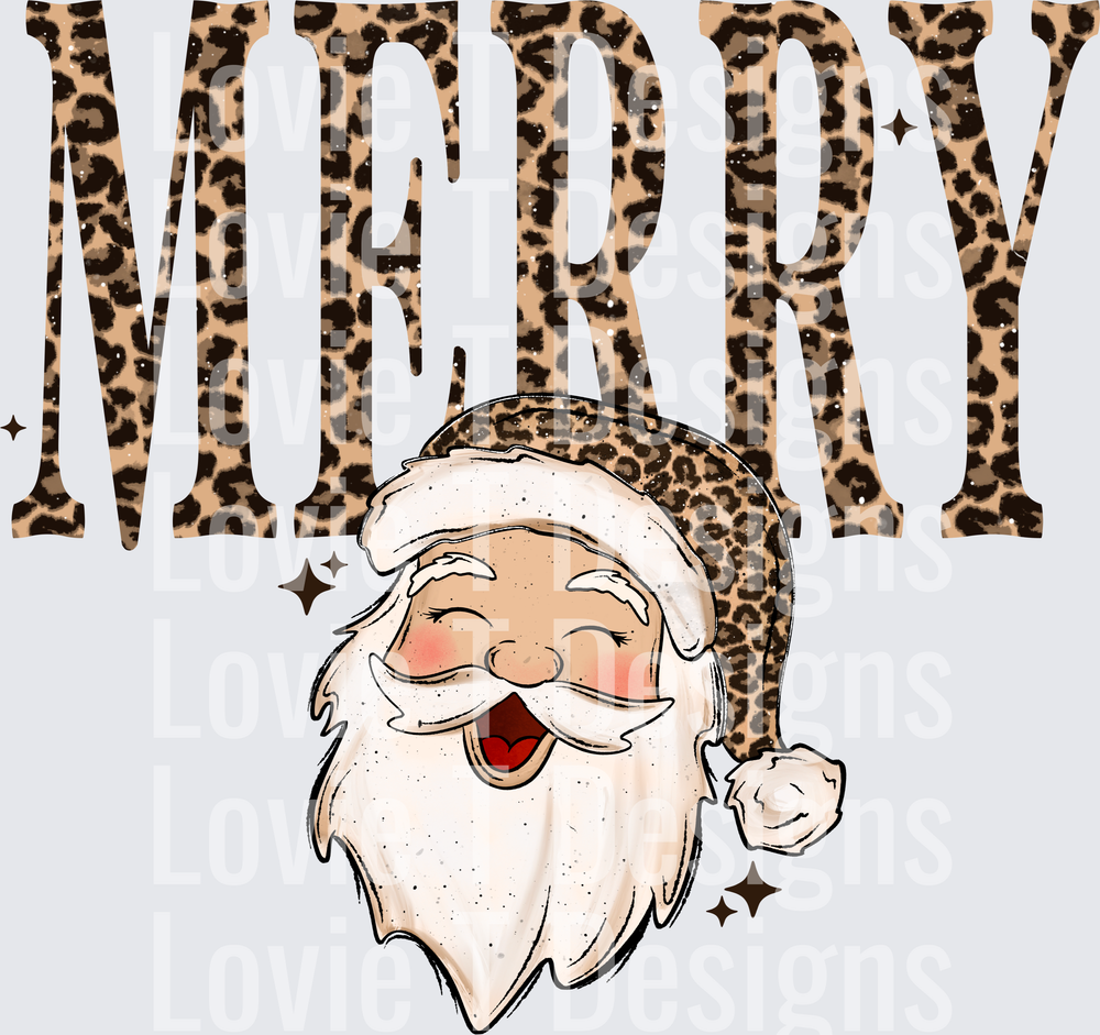 Merry Leopard Santa (Light Skin Tone) DTF transfer design