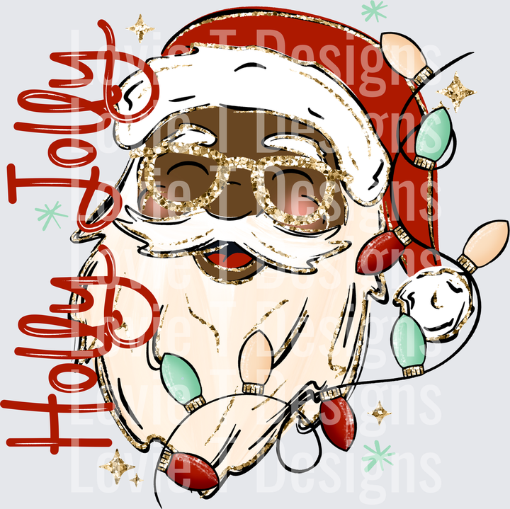 Holly Jolly Santa (Dark Skin Tone) DTF transfer design