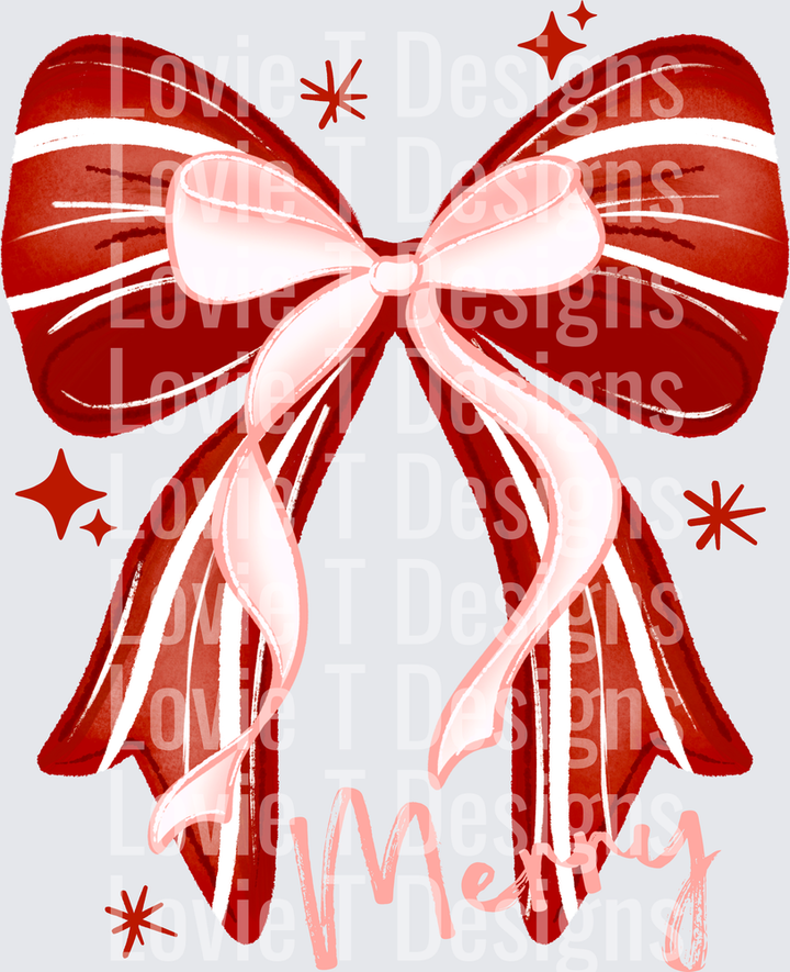 Merry Coquette Bow DTF transfer design