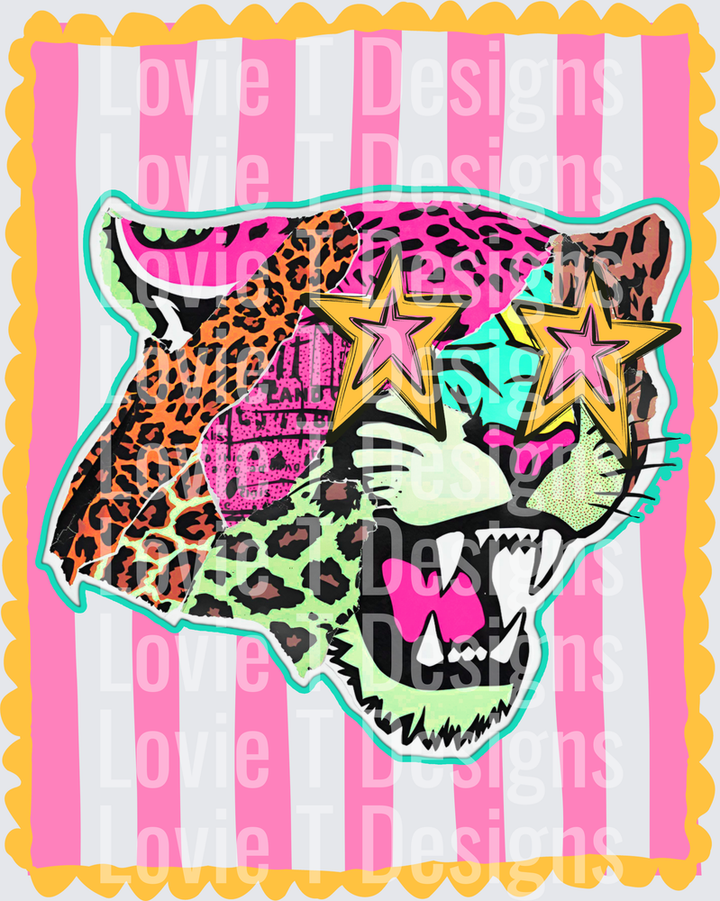 PREPPY MASCOT STRIPES PANTHERS mascot DTF transfer design