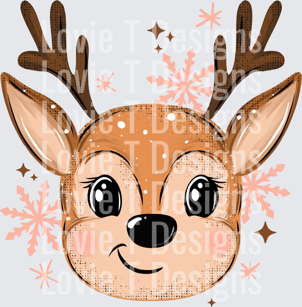 Reindeer Snowflakes DTF transfer design