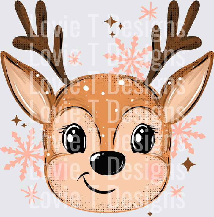 Reindeer Snowflakes DTF transfer design