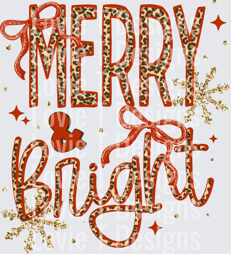 Leopard Merry & Bright DTF transfer design
