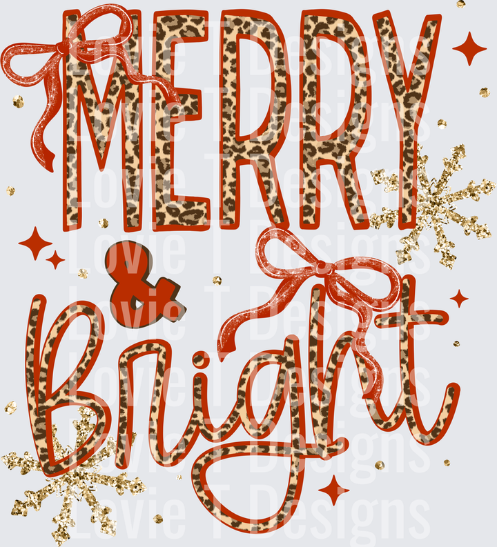 Leopard Merry & Bright DTF transfer design