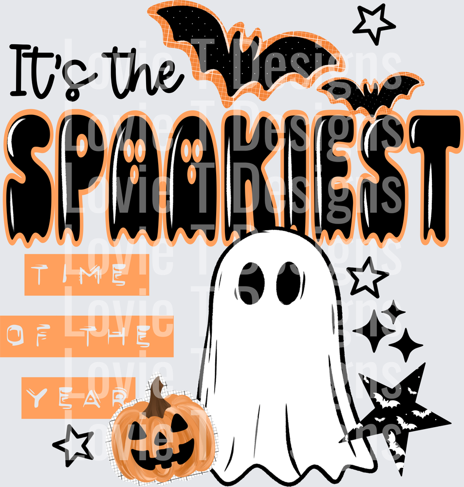 Spookiest Time of Year Black Halloween DTF transfer design