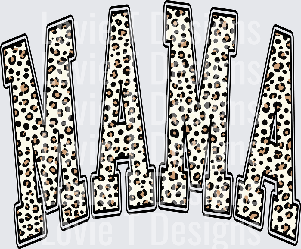 Mama Leopard Varsity DTF transfer design