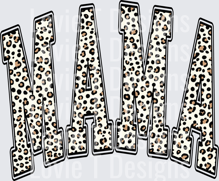 Mama Leopard Varsity DTF transfer design