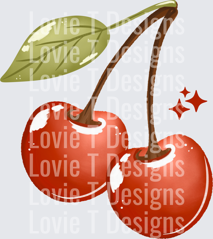 RED CHERRIES NO WORDS everyday DTF transfer design