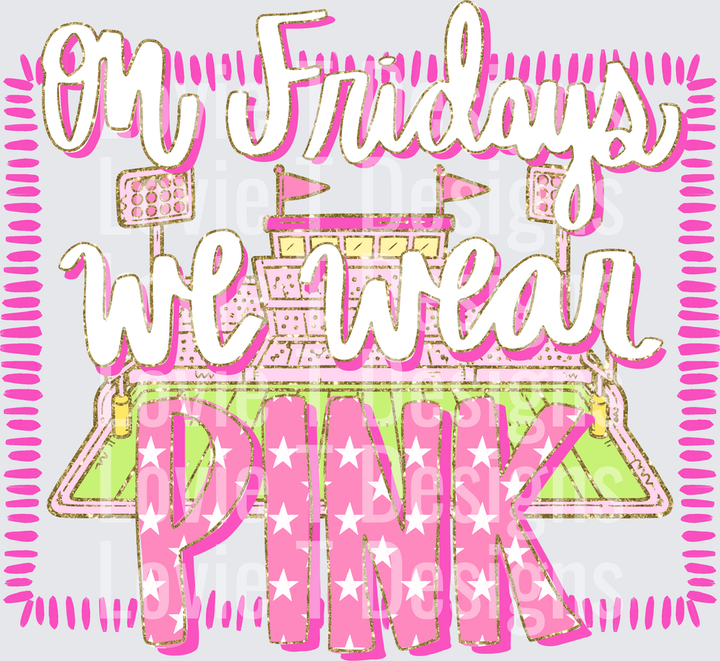 ON FRIDAYS WE WEAR PINK PREPPY awareness DTF transfer design