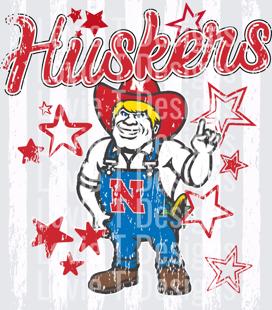 NEBRASKA HUSKERS STARS AND VERTICAL STRIPES RED