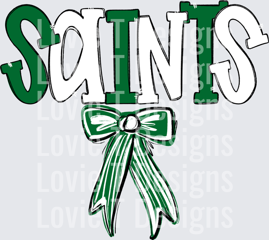 SPIRIT STACK BOW SAINTS KELLY GREEN AND WHITE