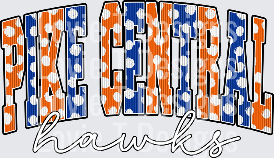 PIKE CENTRAL HAWKS ORANGE AND BLUE DOTS