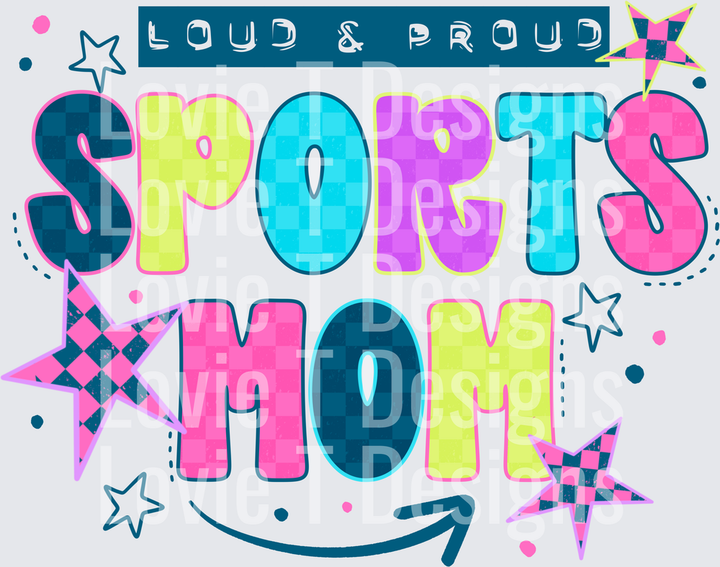 SPORTS MOM COLORFUL sports DTF transfer design