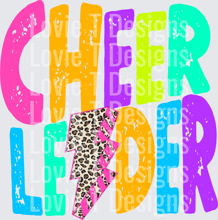 Cheerleader Bolt cheer DTF transfer design