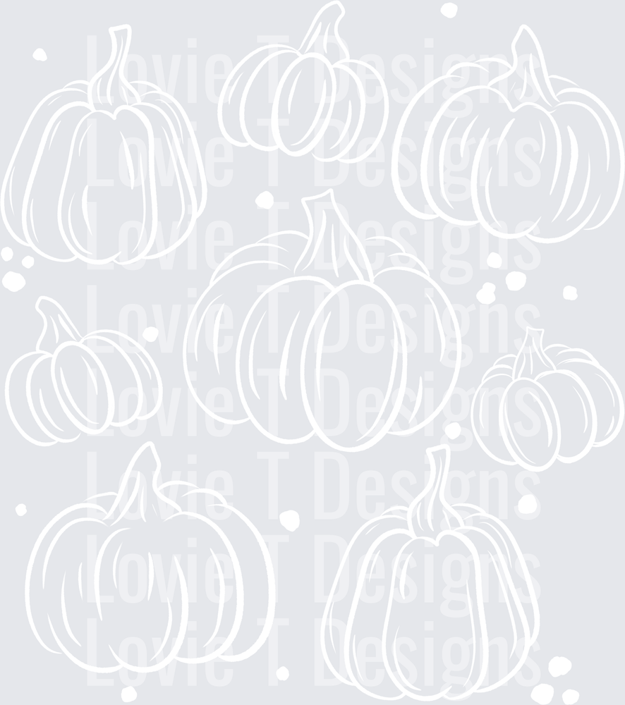 Pumpkins Single Color White fall DTF transfer design