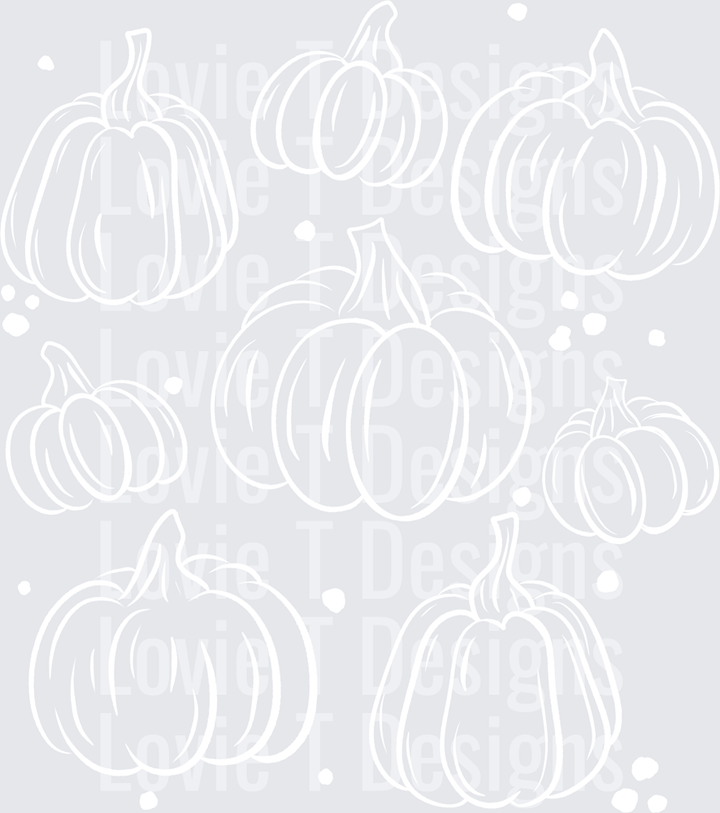 Pumpkins Single Color White fall DTF transfer design