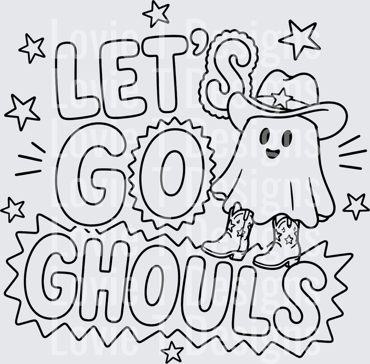 Let's Go Ghouls Halloween DTF transfer design