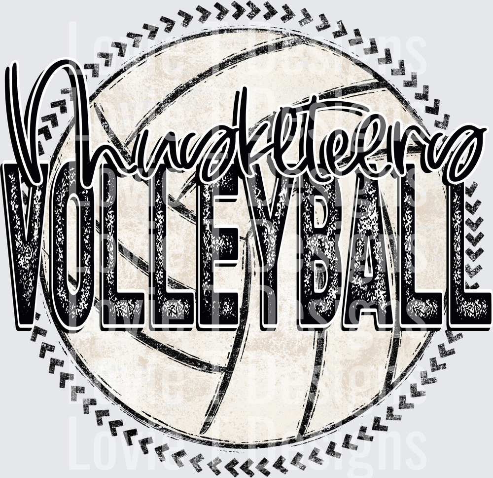 Volleyball Musketeers Grunge Circle