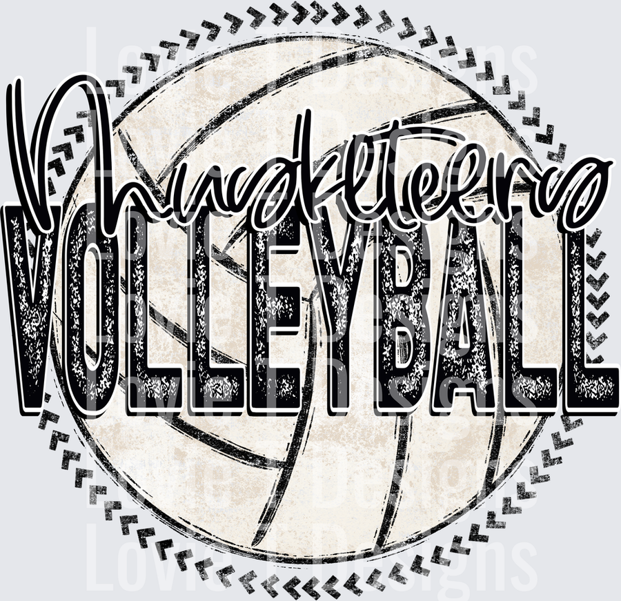 Volleyball Musketeers Grunge Circle