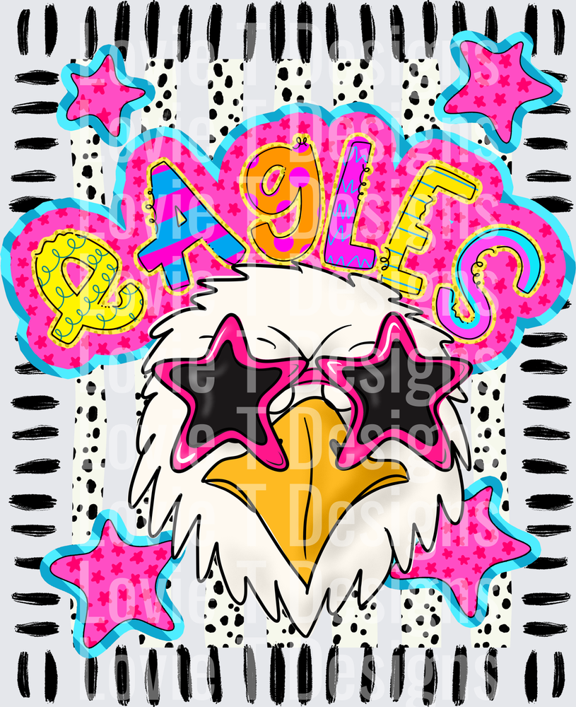 DOODLE STAR SUNGLASSES EAGLE mascot DTF transfer design