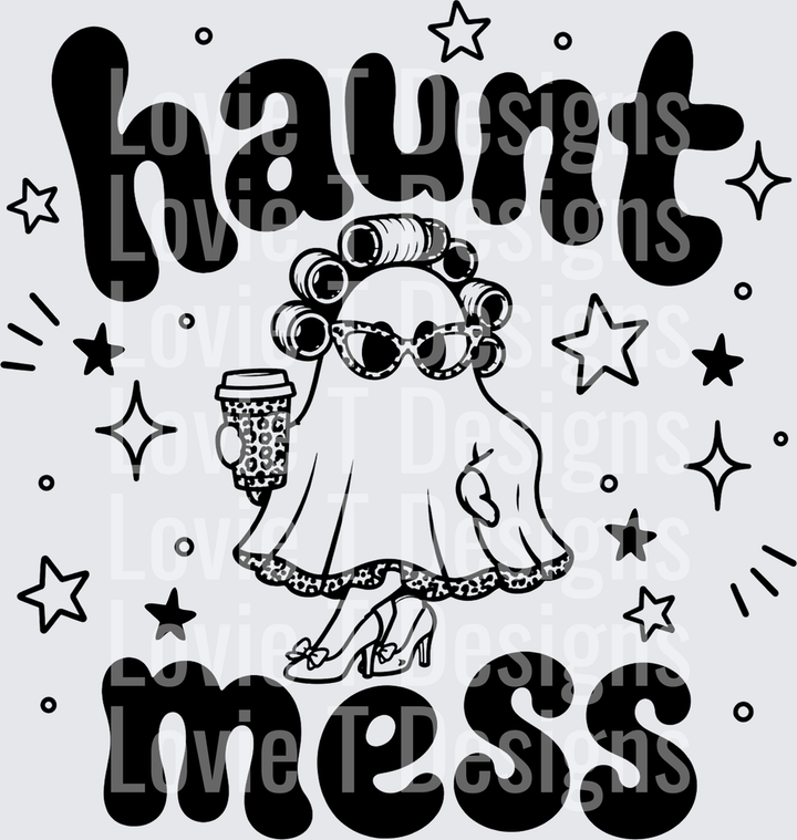HAUNT MESS BLACK Halloween DTF transfer design