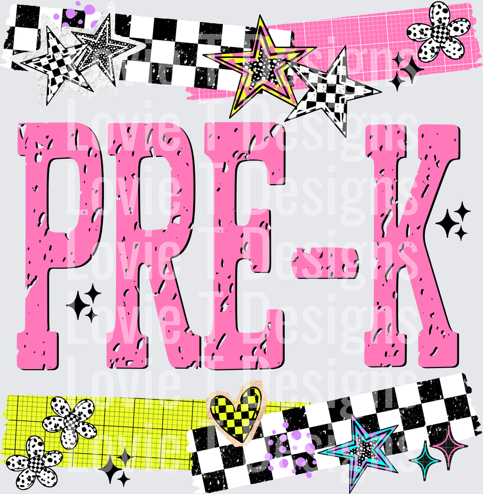SEEING STARS SCHOOL PRE K back-to-school DTF transfer design