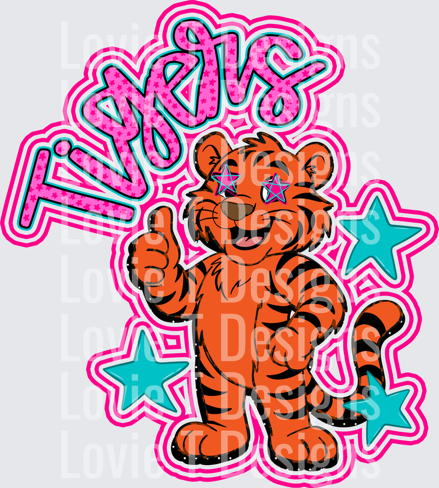 TIGERS PINK mascot DTF transfer design