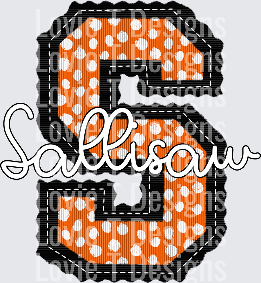 SALLISAW BLACK BASE AND ORANGE DOT TOP